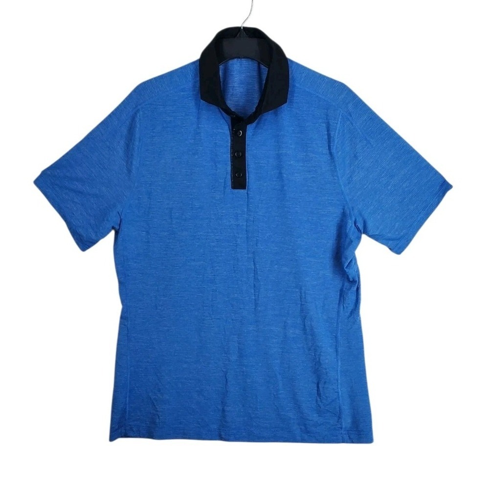 Lululemon Polo Shirt Mens XL Heathered Blue SS Stretch Performance Golf
